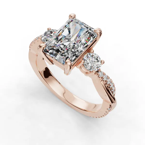 14K Rose Gold Radiant Engagement Ring Setting SVS Fine Jewelry Oceanside, NY