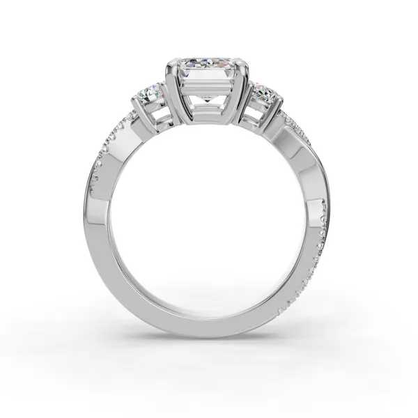 14K White Gold Emerald Engagement Ring Setting Image 2 SVS Fine Jewelry Oceanside, NY