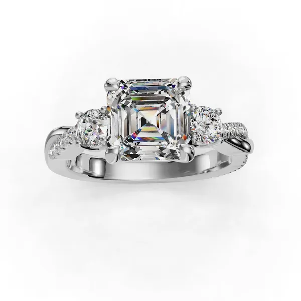 14K White Gold Asscher Engagement Ring Setting Image 4 SVS Fine Jewelry Oceanside, NY