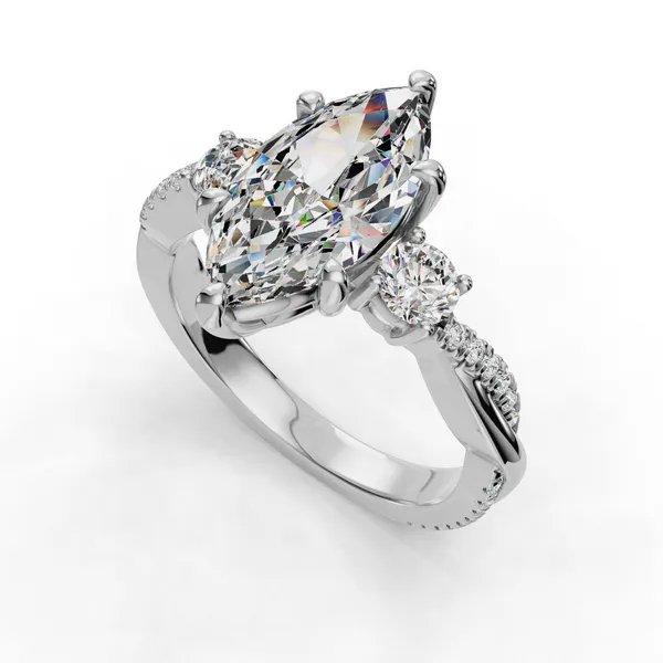 14K White Gold Marquise Engagement Ring Setting SVS Fine Jewelry Oceanside, NY