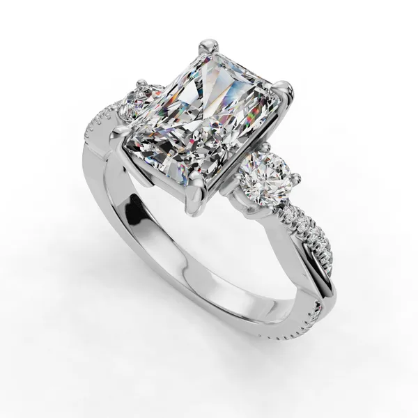 14K White Gold Radiant Engagement Ring Setting SVS Fine Jewelry Oceanside, NY