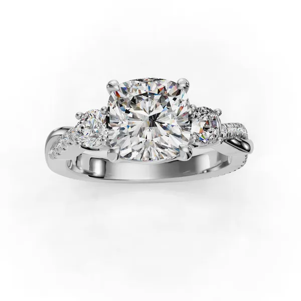 14K White Gold Cushion Engagement Ring Setting Image 4 SVS Fine Jewelry Oceanside, NY