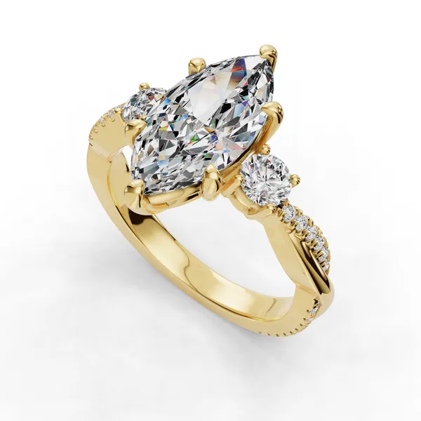 14K Yellow Gold Marquise Engagement Ring Setting SVS Fine Jewelry Oceanside, NY