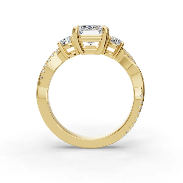 14K Yellow Gold Emerald Engagement Ring Setting Image 2 SVS Fine Jewelry Oceanside, NY