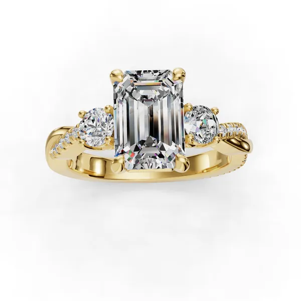 14K Yellow Gold Emerald Engagement Ring Setting Image 4 SVS Fine Jewelry Oceanside, NY