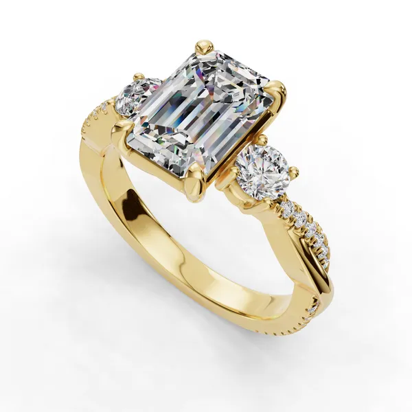 14K Yellow Gold Emerald Engagement Ring Setting SVS Fine Jewelry Oceanside, NY