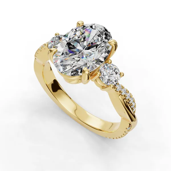 14K Yellow Gold Oval Engagement Ring Setting SVS Fine Jewelry Oceanside, NY