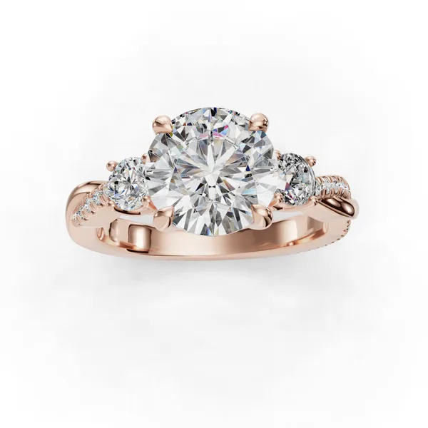 18K Rose Gold Round Engagement Ring Setting Image 4 SVS Fine Jewelry Oceanside, NY