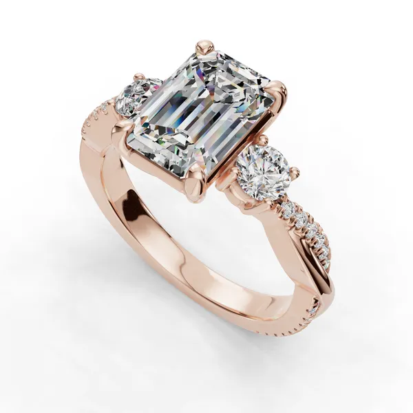 18K Rose Gold Emerald Engagement Ring Setting SVS Fine Jewelry Oceanside, NY