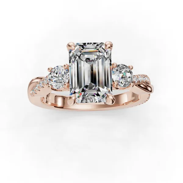 18K Rose Gold Emerald Engagement Ring Setting Image 4 SVS Fine Jewelry Oceanside, NY