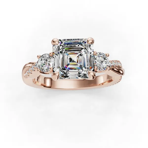18K Rose Gold Asscher Engagement Ring Setting Image 4 SVS Fine Jewelry Oceanside, NY