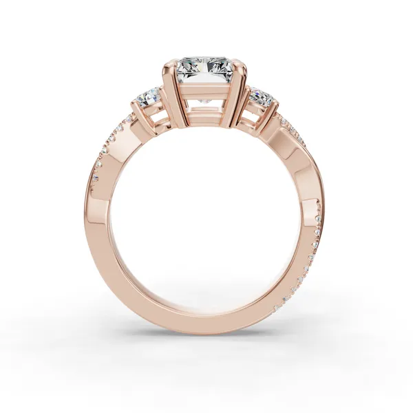 18K Rose Gold Radiant Engagement Ring Setting Image 2 SVS Fine Jewelry Oceanside, NY