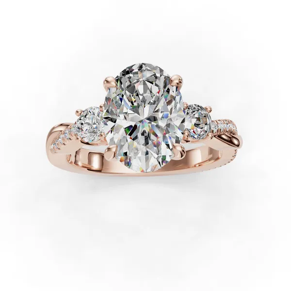 18K Rose Gold Oval Engagement Ring Setting Image 4 SVS Fine Jewelry Oceanside, NY