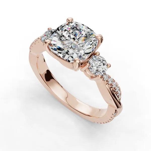 18K Rose Gold Cushion Engagement Ring Setting SVS Fine Jewelry Oceanside, NY