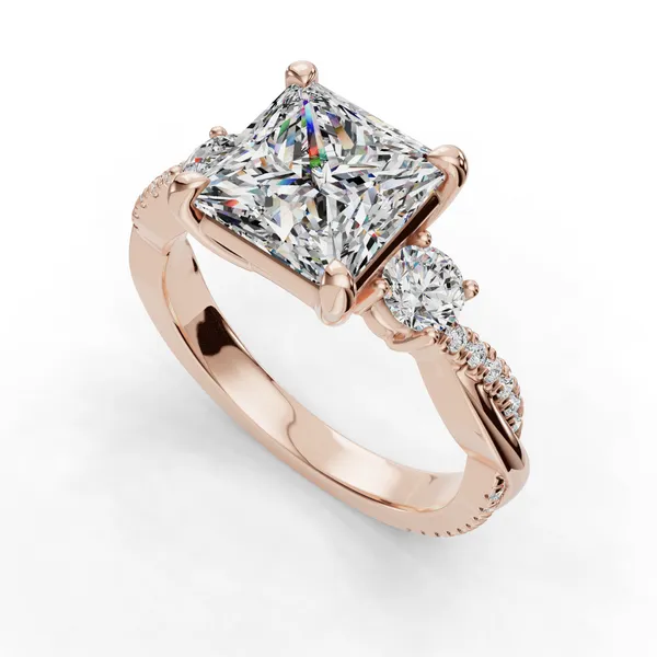 18K Rose Gold Princess Engagement Ring Setting SVS Fine Jewelry Oceanside, NY