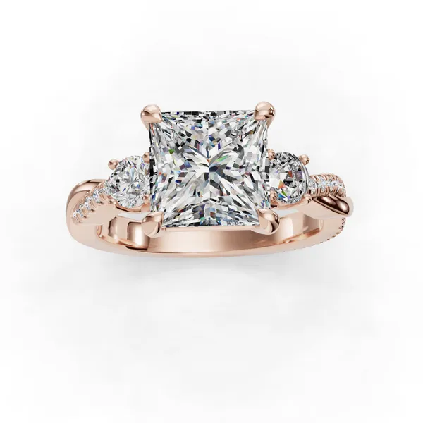 18K Rose Gold Princess Engagement Ring Setting Image 4 SVS Fine Jewelry Oceanside, NY