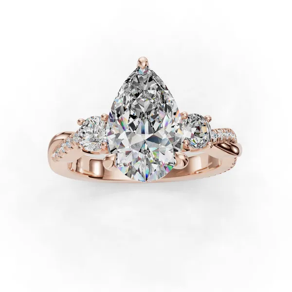 18K Rose Gold Pear Engagement Ring Setting Image 4 SVS Fine Jewelry Oceanside, NY