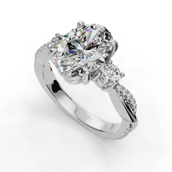 18K White Gold Oval Engagement Ring Setting SVS Fine Jewelry Oceanside, NY