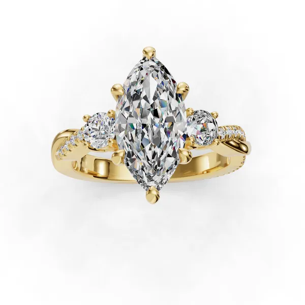 18K Yellow Gold Marquise Engagement Ring Setting Image 4 SVS Fine Jewelry Oceanside, NY