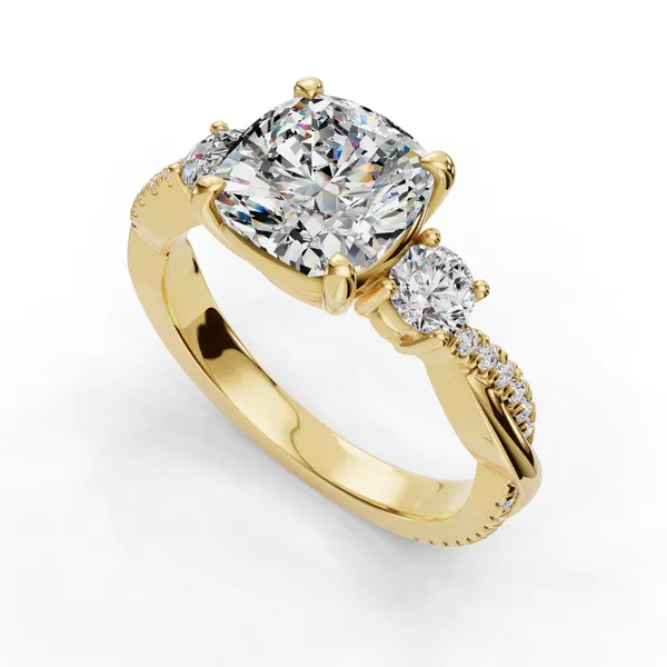 18K Yellow Gold Cushion Engagement Ring Setting SVS Fine Jewelry Oceanside, NY