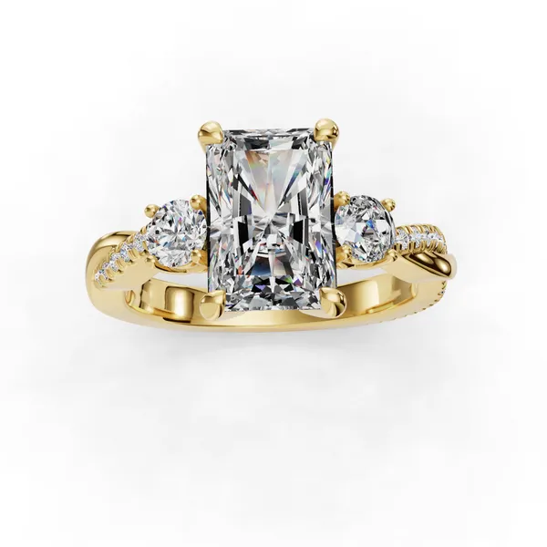 18K Yellow Gold Radiant Engagement Ring Setting Image 4 SVS Fine Jewelry Oceanside, NY