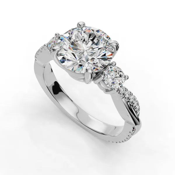 Platinum Round Engagement Ring Setting SVS Fine Jewelry Oceanside, NY