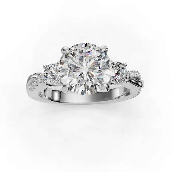 Platinum Round Engagement Ring Setting Image 4 SVS Fine Jewelry Oceanside, NY