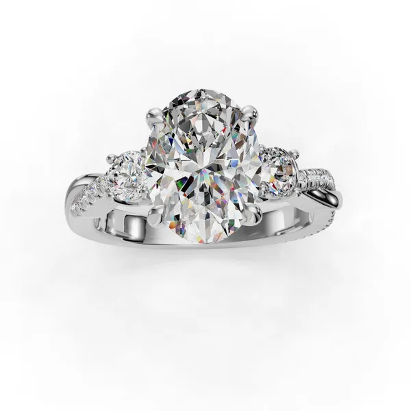 Platinum Oval Engagement Ring Setting Image 4 SVS Fine Jewelry Oceanside, NY