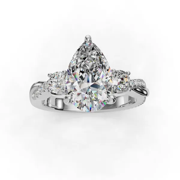 Platinum Pear Engagement Ring Setting Image 4 SVS Fine Jewelry Oceanside, NY