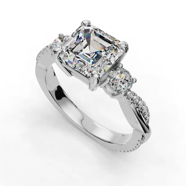 Platinum Asscher Engagement Ring Setting SVS Fine Jewelry Oceanside, NY