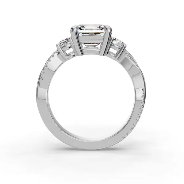 Platinum Asscher Engagement Ring Setting Image 2 SVS Fine Jewelry Oceanside, NY