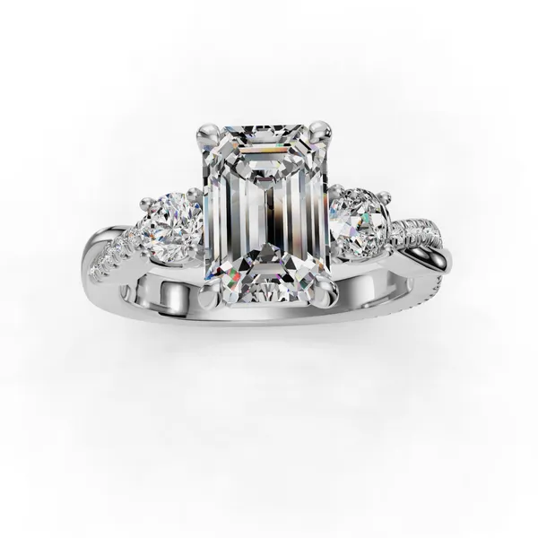 Platinum Emerald Engagement Ring Setting Image 4 SVS Fine Jewelry Oceanside, NY