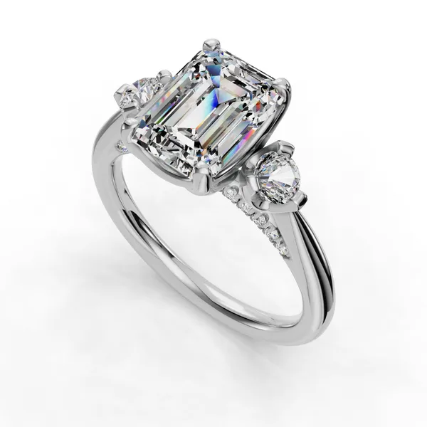 14K White Gold Emerald Engagement Ring Setting SVS Fine Jewelry Oceanside, NY