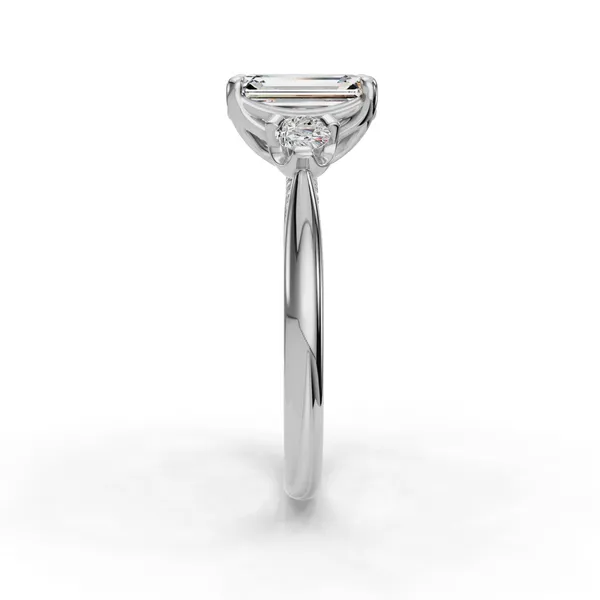 14K White Gold Emerald Engagement Ring Setting Image 3 SVS Fine Jewelry Oceanside, NY