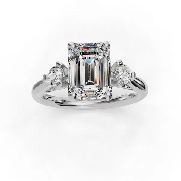 14K White Gold Emerald Engagement Ring Setting Image 4 SVS Fine Jewelry Oceanside, NY