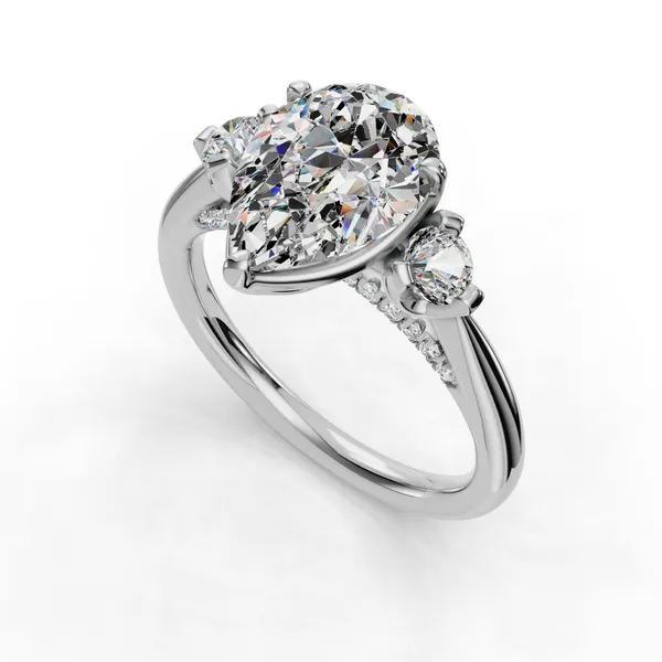 14K White Gold Pear Engagement Ring Setting SVS Fine Jewelry Oceanside, NY