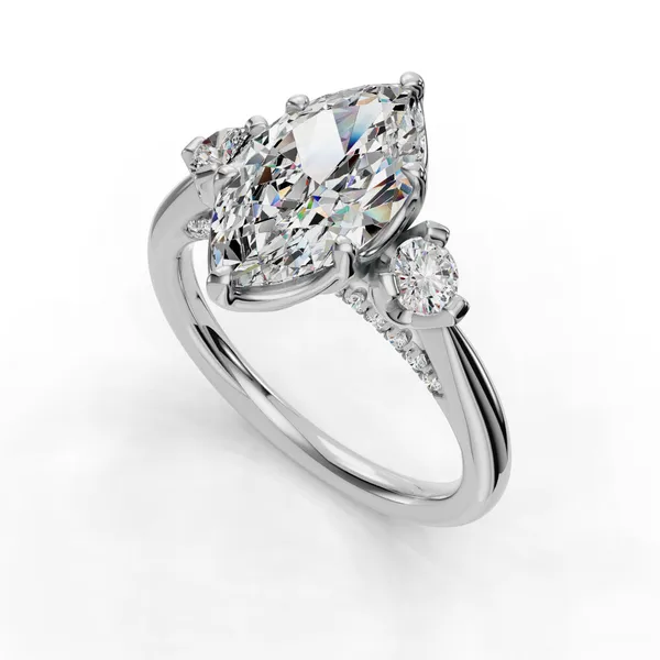 14K White Gold Marquise Engagement Ring Setting SVS Fine Jewelry Oceanside, NY