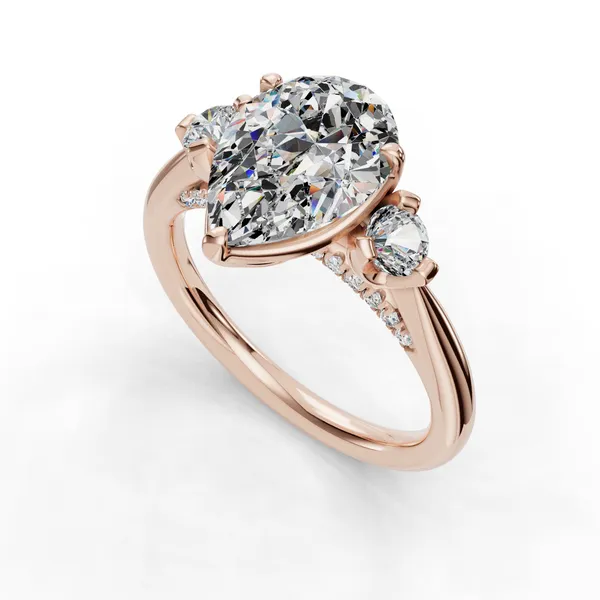 18K Rose Gold Pear Engagement Ring Setting SVS Fine Jewelry Oceanside, NY