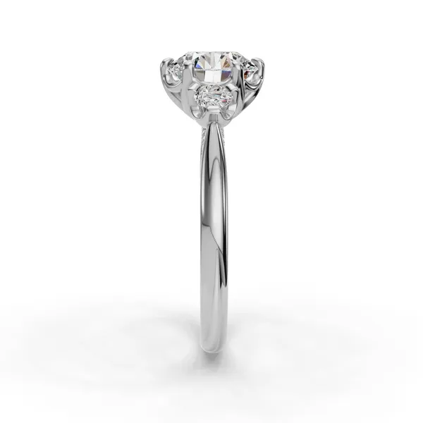 18K White Gold Round Engagement Ring Setting Image 3 SVS Fine Jewelry Oceanside, NY