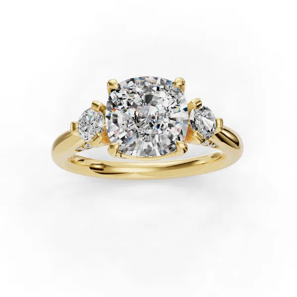 18K Yellow Gold Cushion Engagement Ring Setting Image 4 SVS Fine Jewelry Oceanside, NY