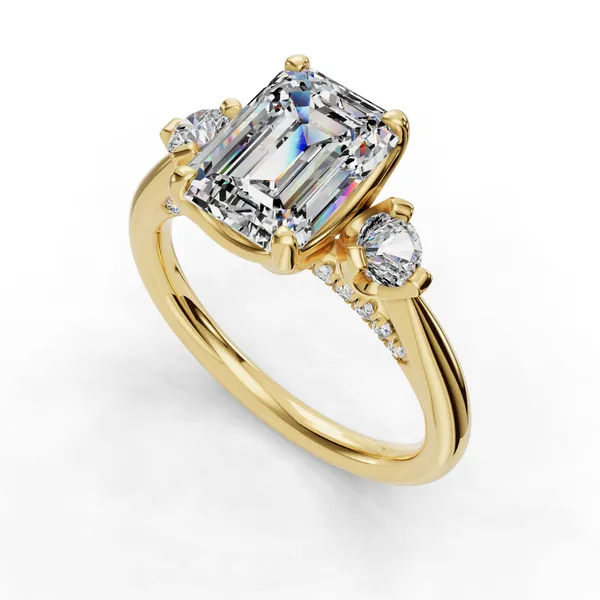 18K Yellow Gold Emerald Engagement Ring Setting SVS Fine Jewelry Oceanside, NY