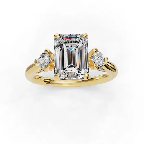 18K Yellow Gold Emerald Engagement Ring Setting Image 4 SVS Fine Jewelry Oceanside, NY