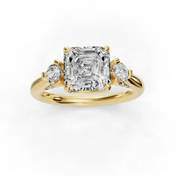 18K Yellow Gold Asscher Engagement Ring Setting Image 4 SVS Fine Jewelry Oceanside, NY