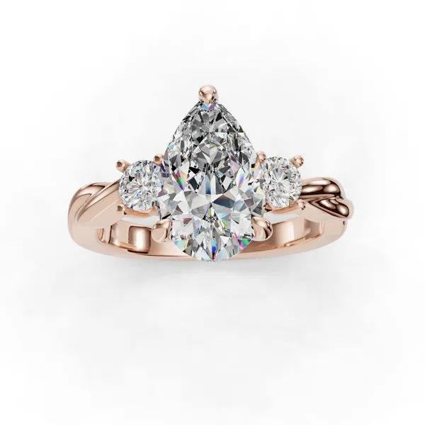14K Rose Gold Pear Engagement Ring Setting Image 4 SVS Fine Jewelry Oceanside, NY