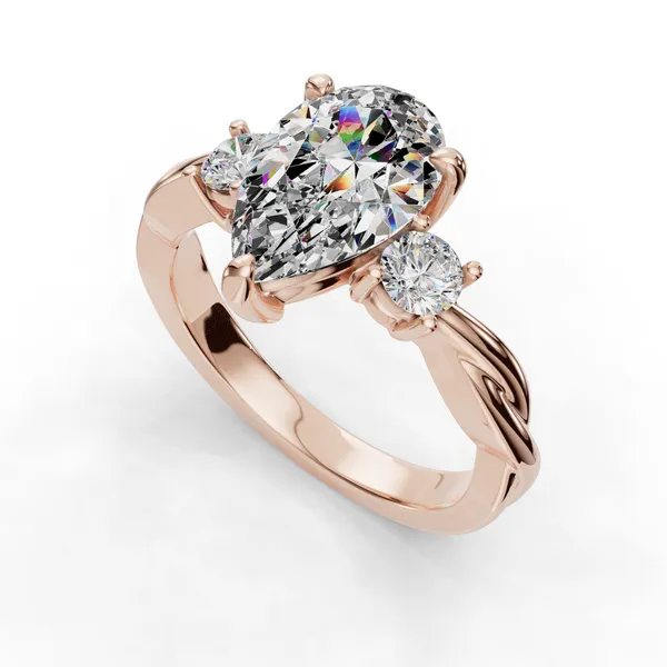 14K Rose Gold Pear Engagement Ring Setting SVS Fine Jewelry Oceanside, NY