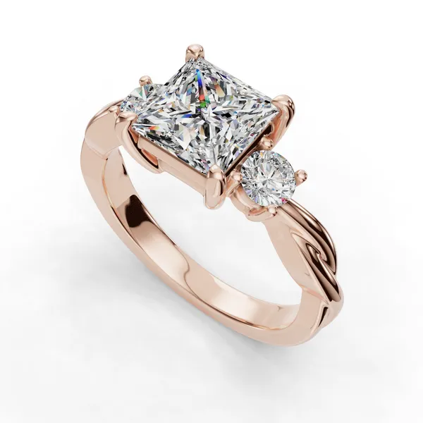 14K Rose Gold Princess Engagement Ring Setting SVS Fine Jewelry Oceanside, NY