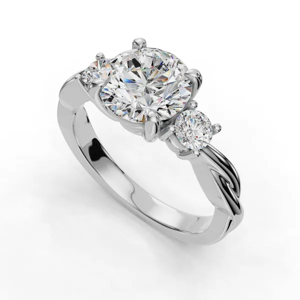 14K White Gold Round Engagement Ring Setting SVS Fine Jewelry Oceanside, NY