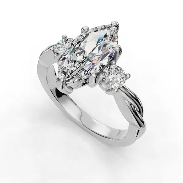 14K White Gold Marquise Engagement Ring Setting SVS Fine Jewelry Oceanside, NY