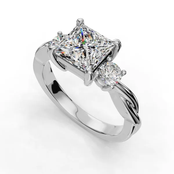 14K White Gold Princess Engagement Ring Setting SVS Fine Jewelry Oceanside, NY