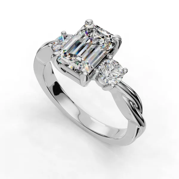 14K White Gold Emerald Engagement Ring Setting SVS Fine Jewelry Oceanside, NY